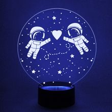 Ночник детский 3D Светильник Космонавты в гравитации (текст ваш*)