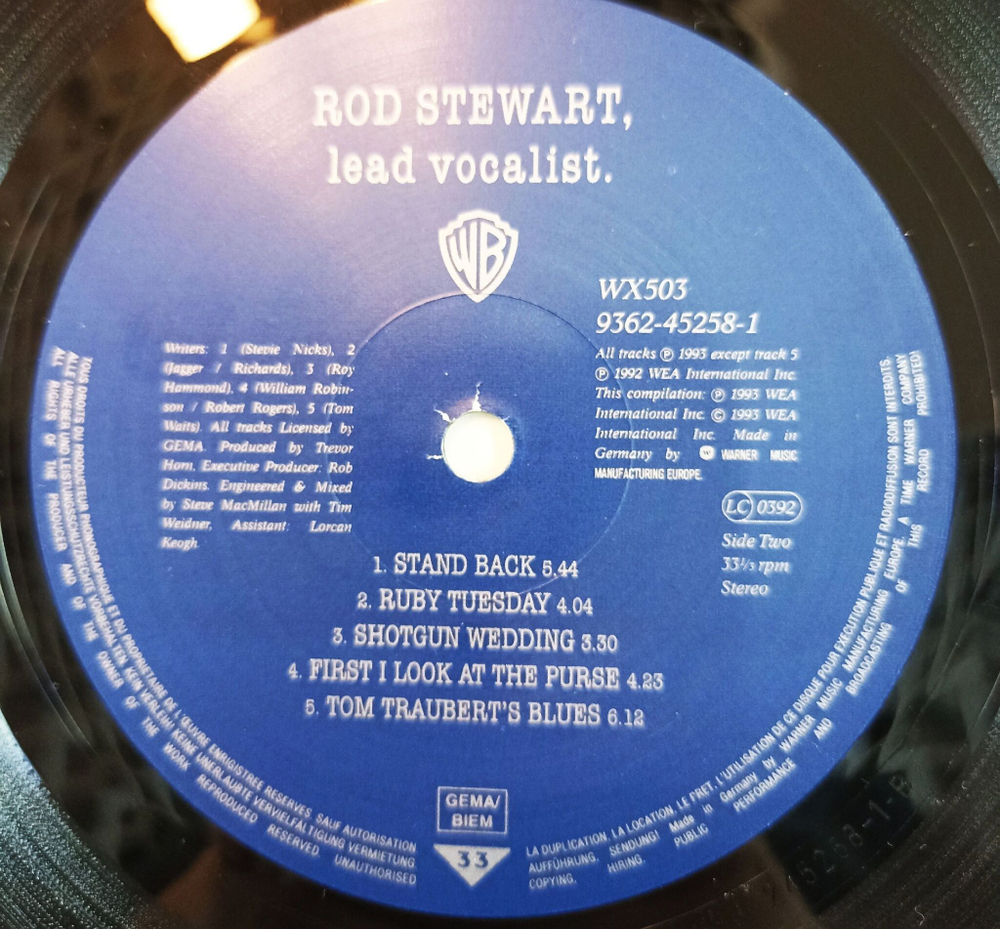 Винтажная виниловая пластинка Сбоник Rod Stewart Lead Vocalist (Germany 1993)