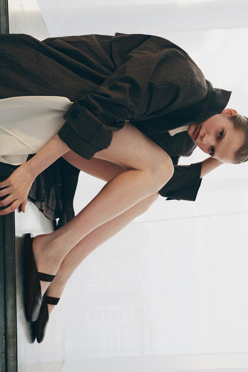 ZARA ТРЕНЧ ОВЕРСАЙЗ В КЛЕТКУ — ZW COLLECTION, ШОКОЛАДНЫЙ