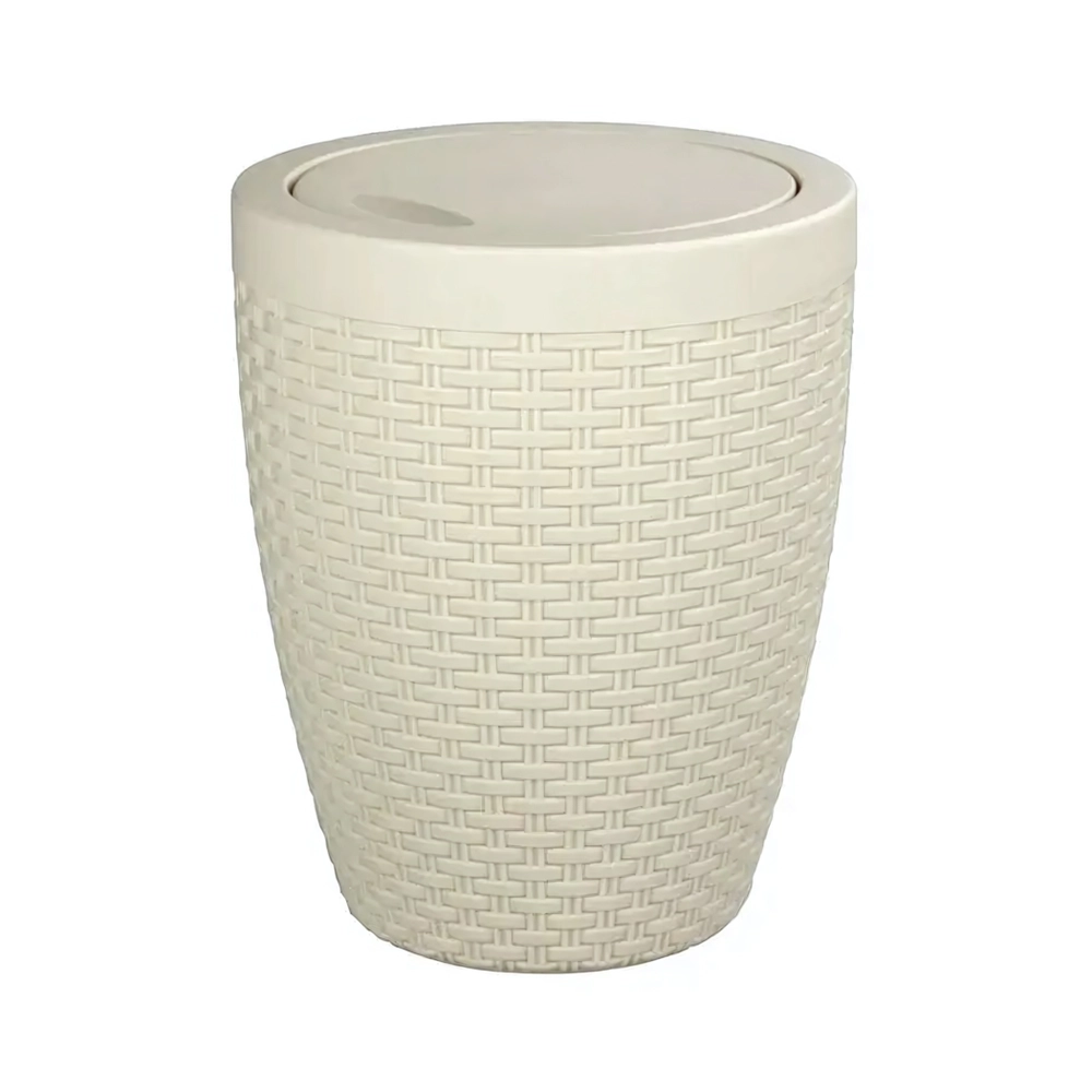 Контейнер для мусора Плетенка с крышкой 8 л (бежевый)