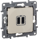 Розетка USB тип С / тип С 3000мА 15Вт - слоновая кость ETIKA Legrand
