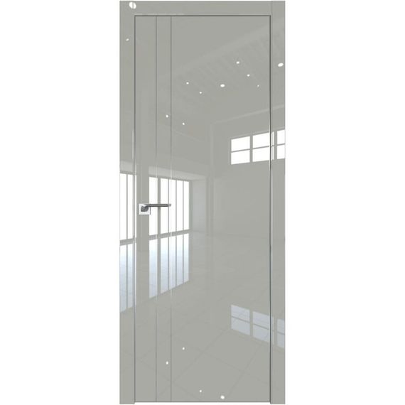 Межкомнатная дверь глянцевая Profil Doors 12LE галька люкс с алюминиевым молдингом