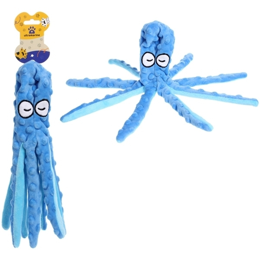 Игрушка для собак средних и мелких пород «ЗООГРАД», осьминог, с пищалкой и шуршалкой, 35см (лейбл)
