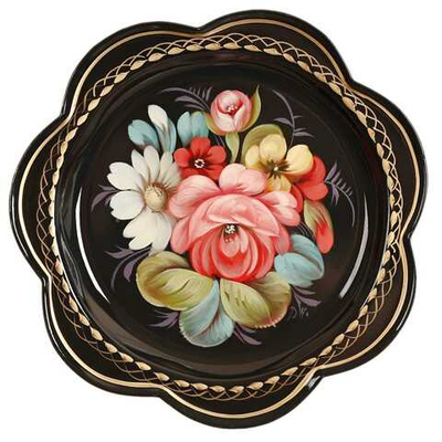 Жостовский поднос декоративный, размер 18 см (A1), металлический