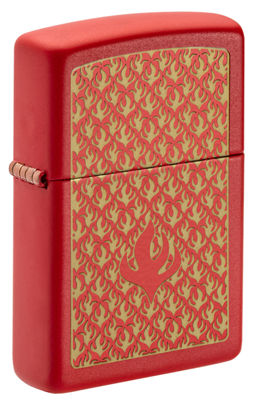 Фото американская бензиновая  зажигалка Зиппо Red Matte Flame Pattern ZIPPO 495739 красная матовая в подарочной коробка