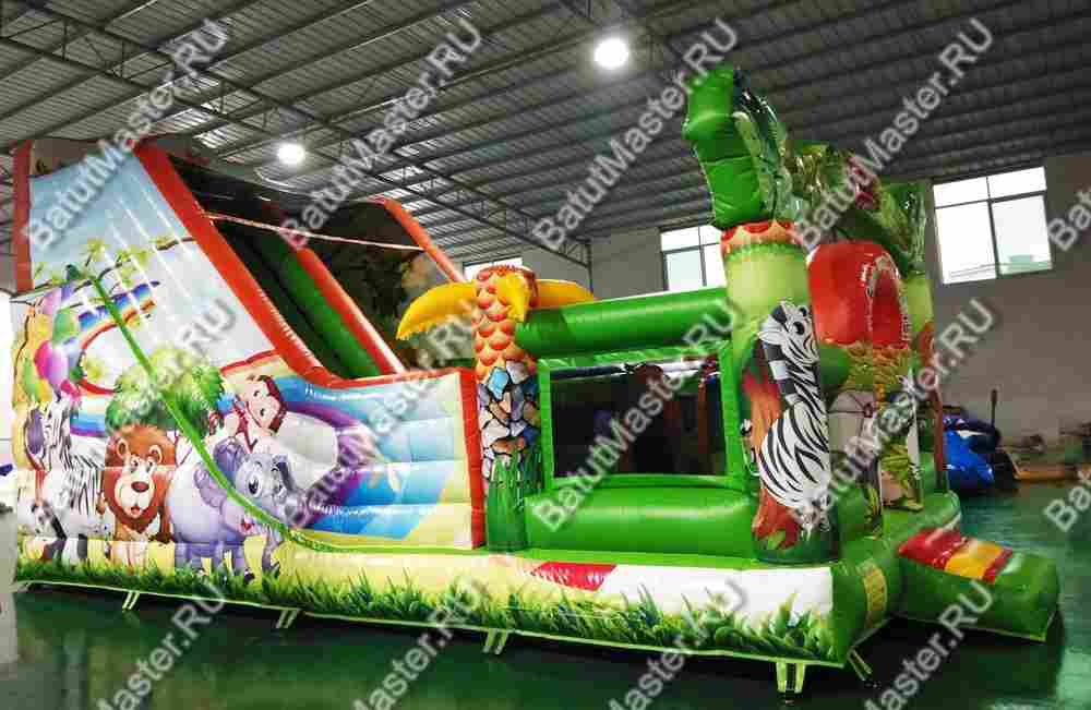 Надувной батут "Мир сафари" с цветным полом 8*4*5 м,