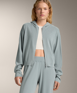 Oysho Трикотажная куртка с капюшоном, серо-голубой