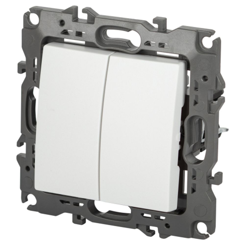 Выключатель ЭРА Серия 12 12-1104-01М двойной, 10АХ-250В, белый матовый