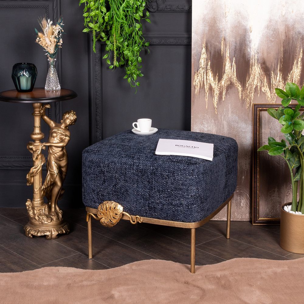 Банкетка Monstera Deliciosa (Монстера) Квадро Темно-синий Амбер