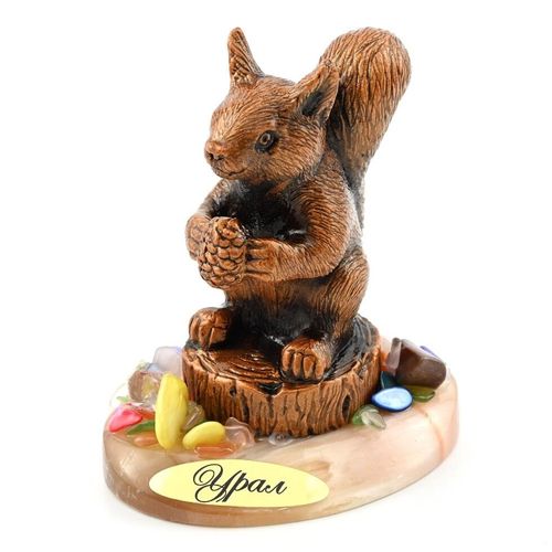 Композиция из селенита и самоцветов "Белка" 75*60*85мм, 180гр.