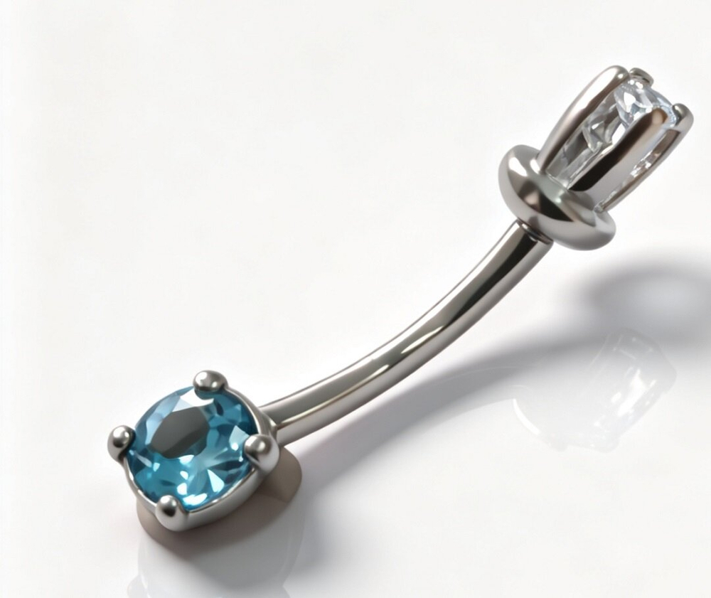 Ювелирный пирсинг "Эстерелла", в пупок, серебро 925 с родированием, вставка топаз, 0.79 г