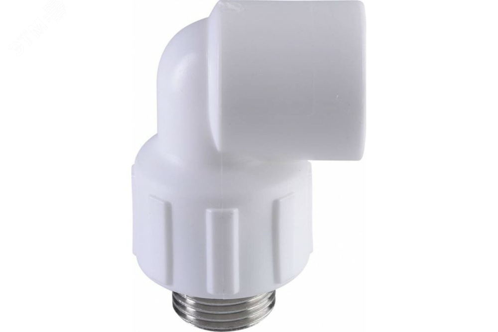 Угольник комбинированный 20х1/2 нар. резьб с креплением (ушастик) ПОЛИТЭК ПП полипропилен