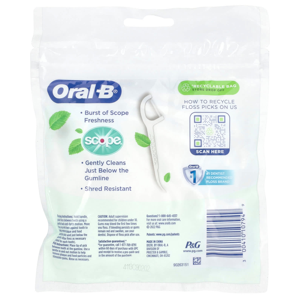 Oral-B, Scope Floss Picks, свежая мята, 75 зубочисток