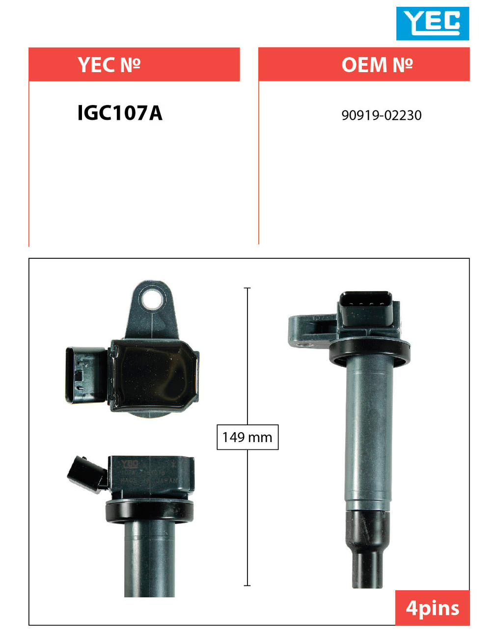 Катушка зажигания YEC IGC107A
