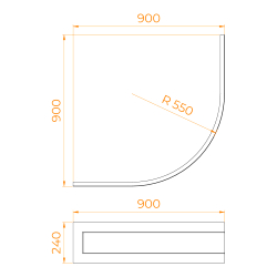 Экран для душевого поддона RGW NP/CL-S полукруглый (900x900)