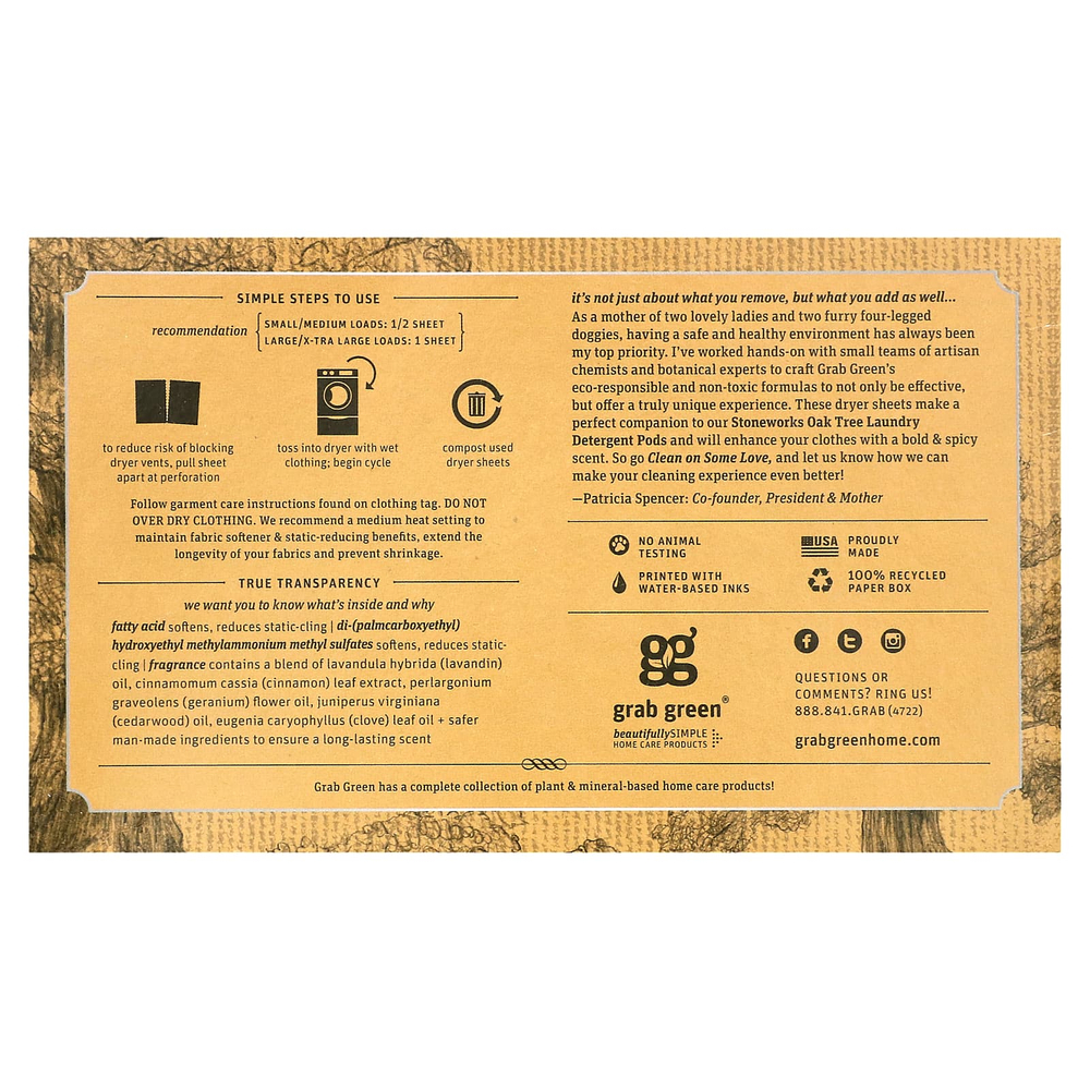 Grab Green, Stoneworks, салфетки для сушки, со вкусом дуба, 80 биоразлагаемых салфеток