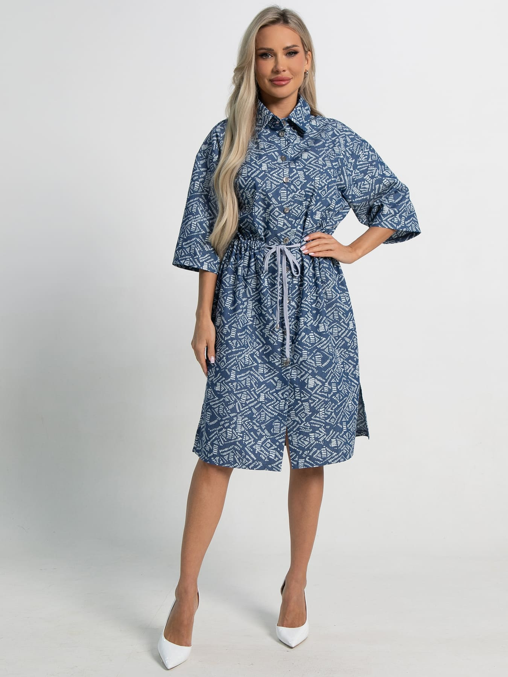 Платье хлопковое Стоун (синее) П15450-4М LT Collection