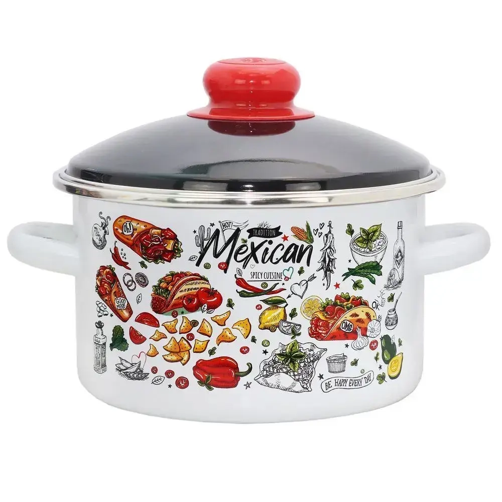 Кастрюля эмал цил Мексика 2,0л мет/об