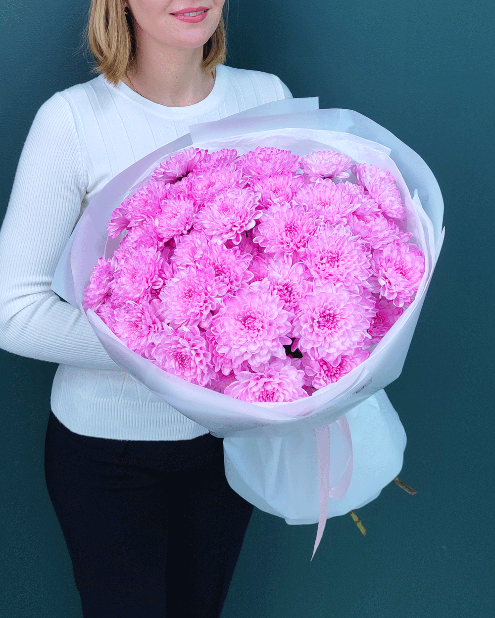 Хризантема кустовая розовая,9шт(00445)