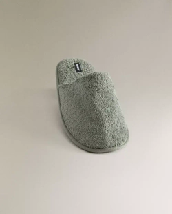 ZARA HOME МАХРОВЫЕ ТАПОЧКИ, ХАКИ