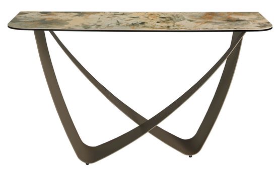 Консоль из мраморной керамики серо-коричневого цвета металлик 3269