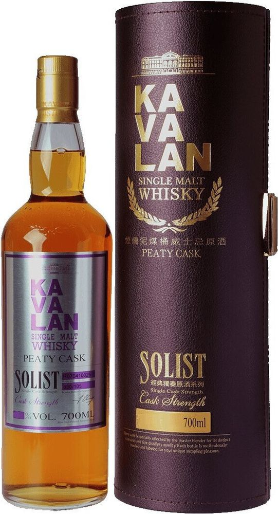 Виски Kavalan Solist Peaty Cask  in tube, 0.7 л.