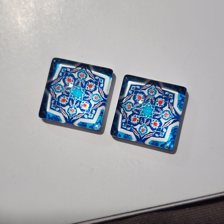 Принт, 12мм, квадрат, стеклянный кабошон