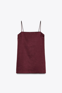 ZARA АТЛАСНОЕ ПЛАТЬЕ ИЗ КОЛЛЕКЦИИ ZW, ЦВЕТ БУРГУНДСКОГО ВИНА