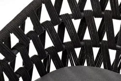 "Диего" стул плетеный из роупа, основание дуб, каркас из стали темно-серый (RAL7024) муар, роуп темно-серый круглый, ткань серая