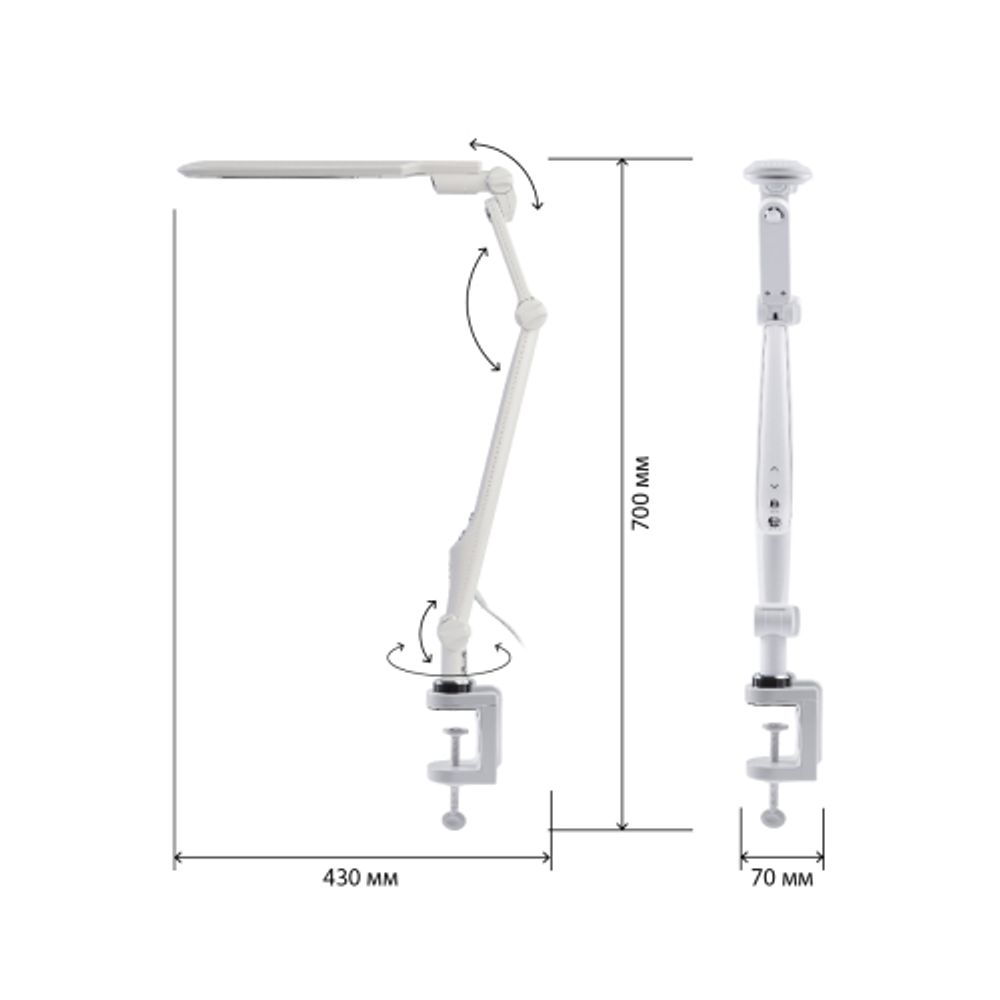 Настольный светильник ЭРА NLED-496-12W-W светодиодный на струбцине белый | Светодиодные настольные лампы