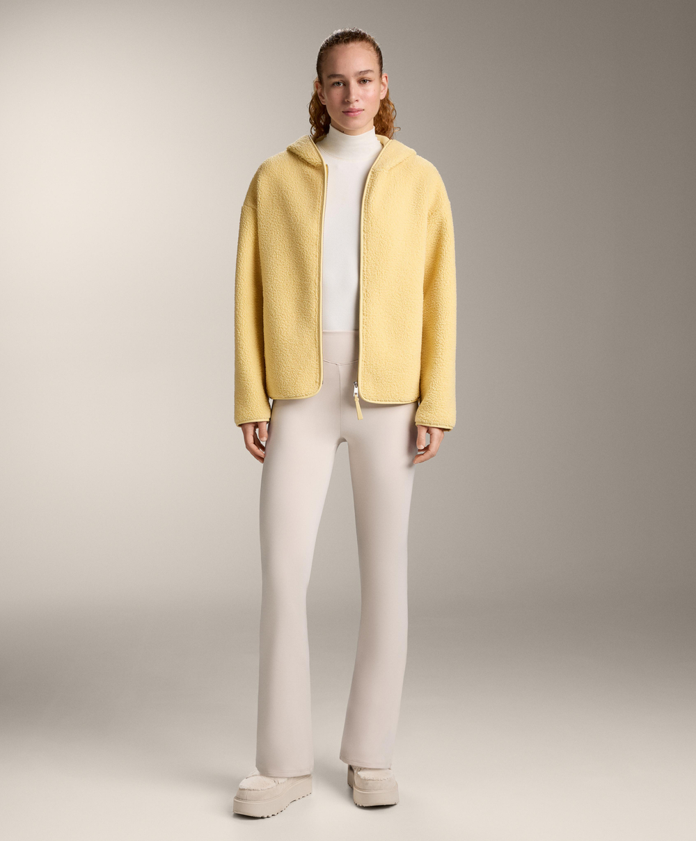 Oysho Куртка из искусственной овчины с капюшоном, желтый