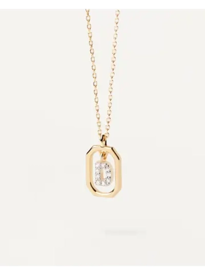 Колье женское PDPaola Мини-Буква D серебро 925 пробы покрытое золотом 750 пробы CO01-515-U