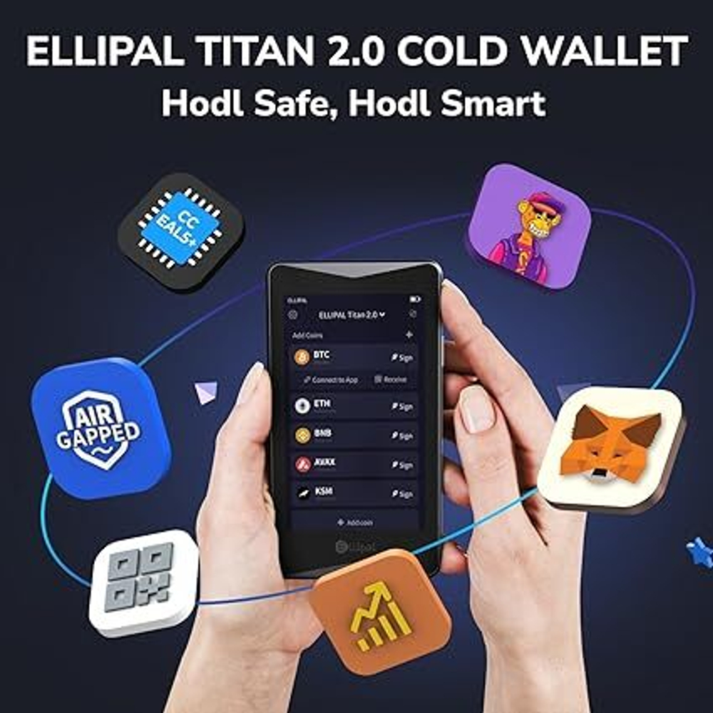 ELLIPAL Titan 2.0 — Аппаратный Криптокошелек (Cold Wallet), 100% оффлайн, с воздушным зазором (Air-Gapped) — Безопасное хранилище для 10 000+ монет, токенов и NFT