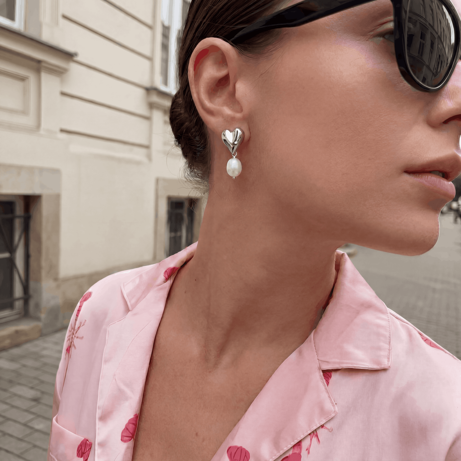 Серьги Сердце в Жемчужинах – Серебро