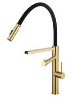 Смеситель для кухни с гибким изливом и подключением фильтра WONZON & WOGHAND, Брашированное золото (WW-88458007-BG)