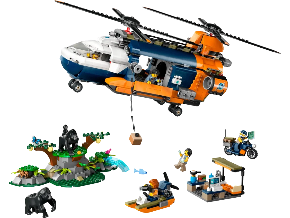 Конструктор LEGO City 60437 Вертолёт-исследователь джунглей в базовом лагере