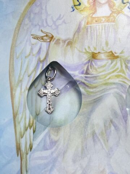 Набор для крещения серебряный крестик и ангелочек девочки или мальчика