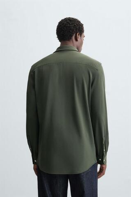 ZARА РУБАШКА ИЗ ЭЛАСТИЧНОЙ РЕЛЬЕФНОЙ ТКАНИ, БУТЫЛОЧНО-ЗЕЛЕНЫЙ