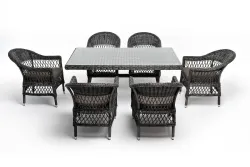 "Амароне" обеденная группа из искусственного ротанга на 6 персон, цвет графит