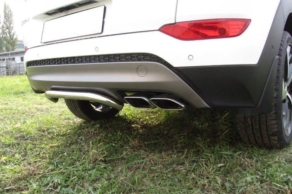 Защита заднего бампера (нержавейка) Hyundai Tucson 4WD (2015-2018) d42 скоба