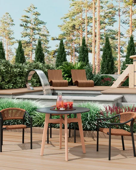 Уличный плетеный стул Syna светло-коричневый серые ножки