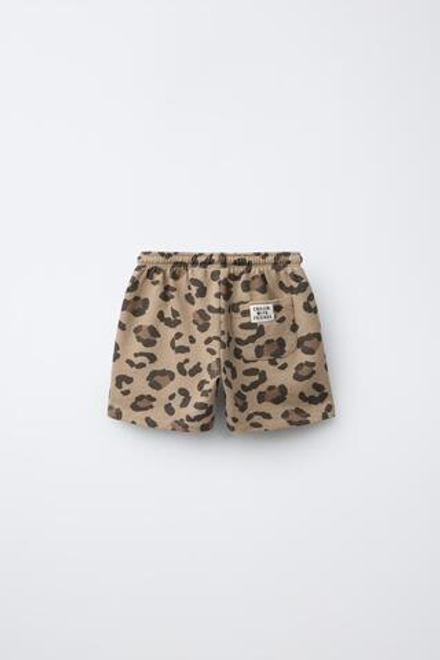 ZARA ШОРТЫ С АНИМАЛИСТИЧНЫМ ПРИНТОМ, КОРИЧНЕВЫЙ