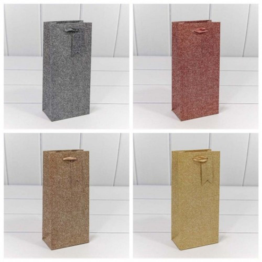 Пакет подарочный Под бутылку 22х10х6см "Премиум" (Микс)