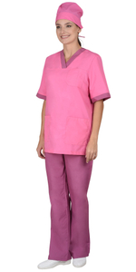 Костюм "СОФИЯ" женский: куртка, брюки, колпак тёмно-розовый со сливовым (СТ)