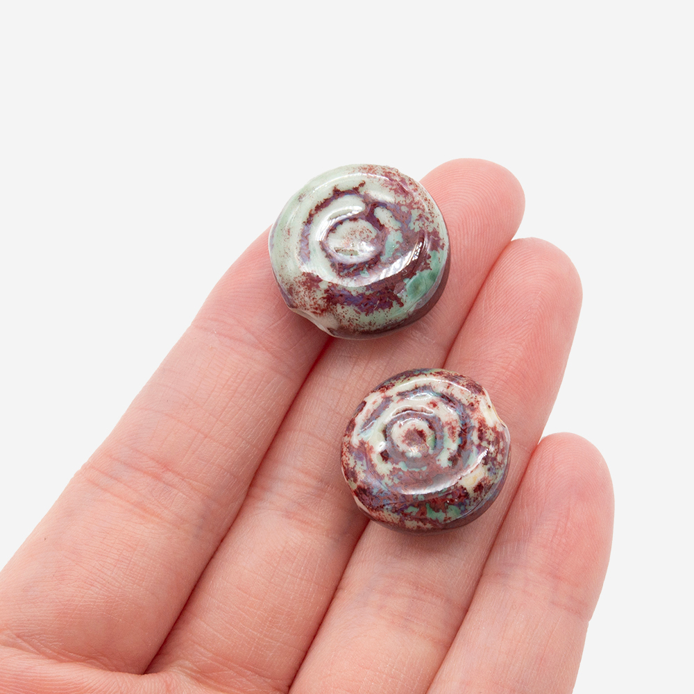 Бусина "Спираль", 18,5*8мм, бордово-синяя, глазурированный фарфор