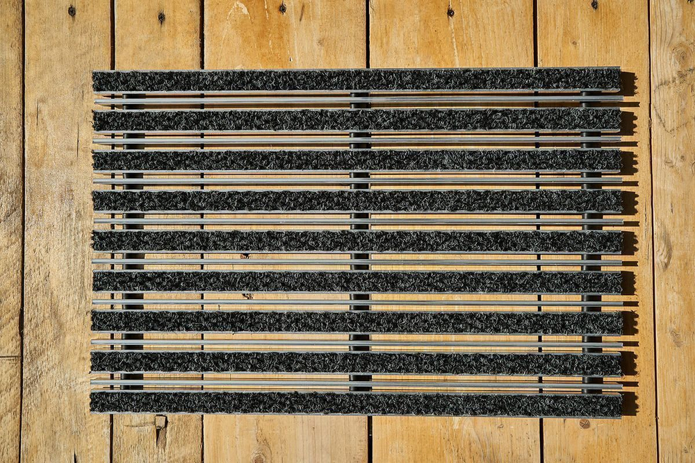 Придверная решетка Gidrolica Step – текстиль + скребок, 390×590 мм