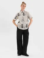 Рубашка FOS Насекомые короткий рукав Женская Бежевая V.2