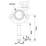 KUPO KCP-856 Mighty Coupler w/16 mm stud. Хомут (штифт 5/8") (Ø51-60↓100)