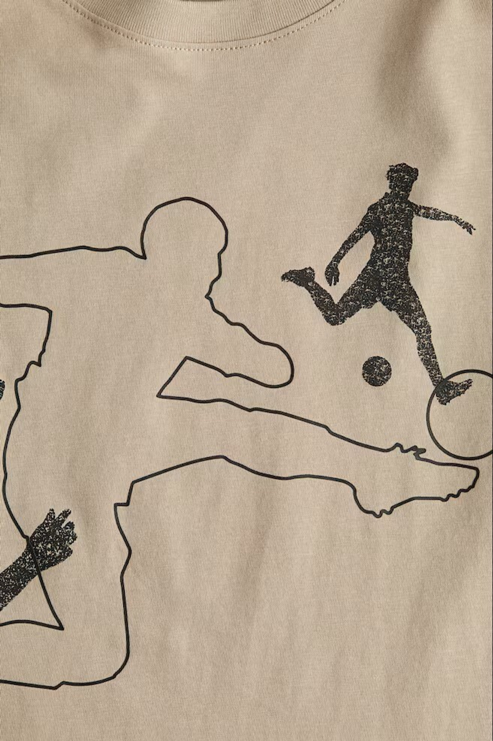 H&M Хлопковая футболка с принтом, бежевый