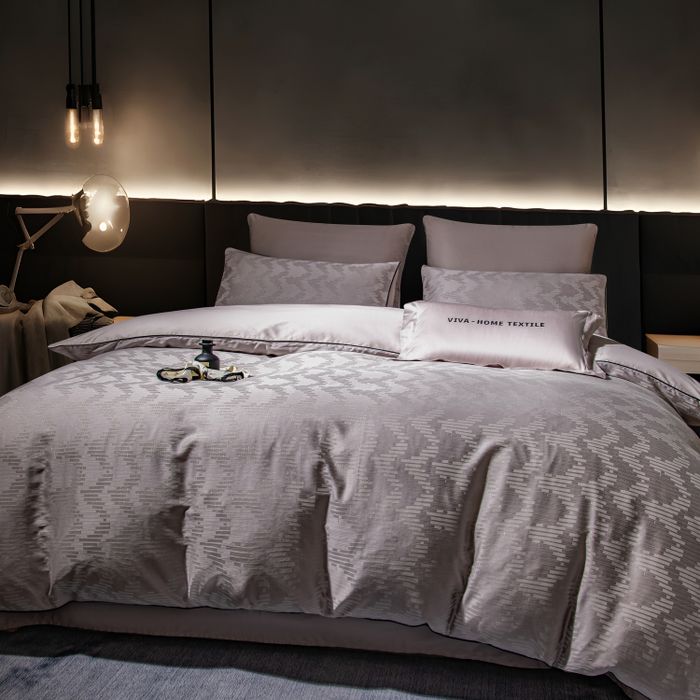 Комплект постельного белья на резинке Сатин-Жаккард Тессоро «Серебряный ритм»